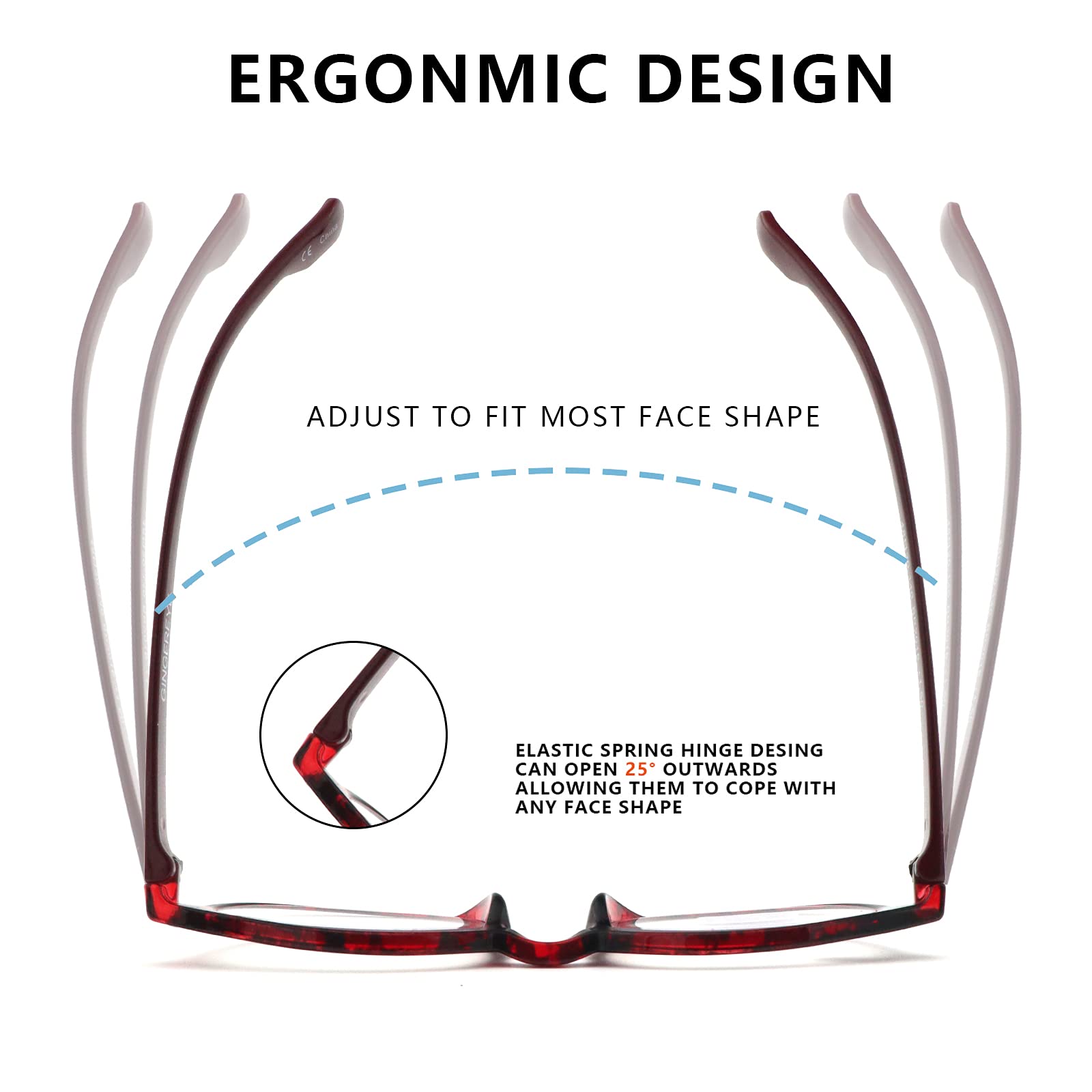 Blue Light Blocking Reading Glasses for Computer Use - Anti Eye Strain Glasses with Spring Hinge - Perfect for Office Work, Gaming & Screen Time