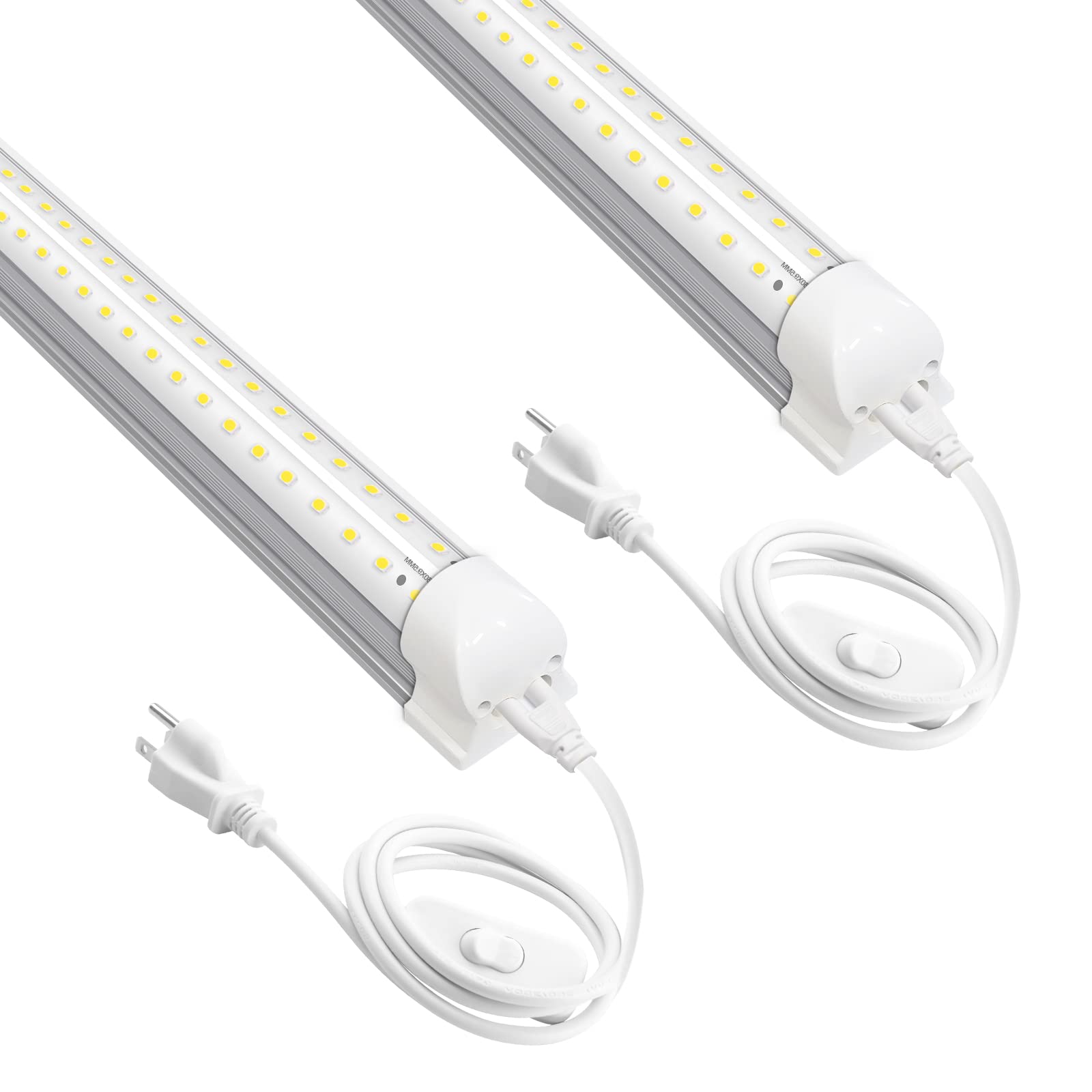 Ouizoe 2FT LED Shop Light 20W 2200LM 6500K Super Bright White T8 Linkable Ceiling Fixture - Plug & Play LED Tube Lights for Garage, Workbench, Basement, Cabinet (2-Pack) - Perfect for Workspaces, Retail Stores & Home Improvement Projects