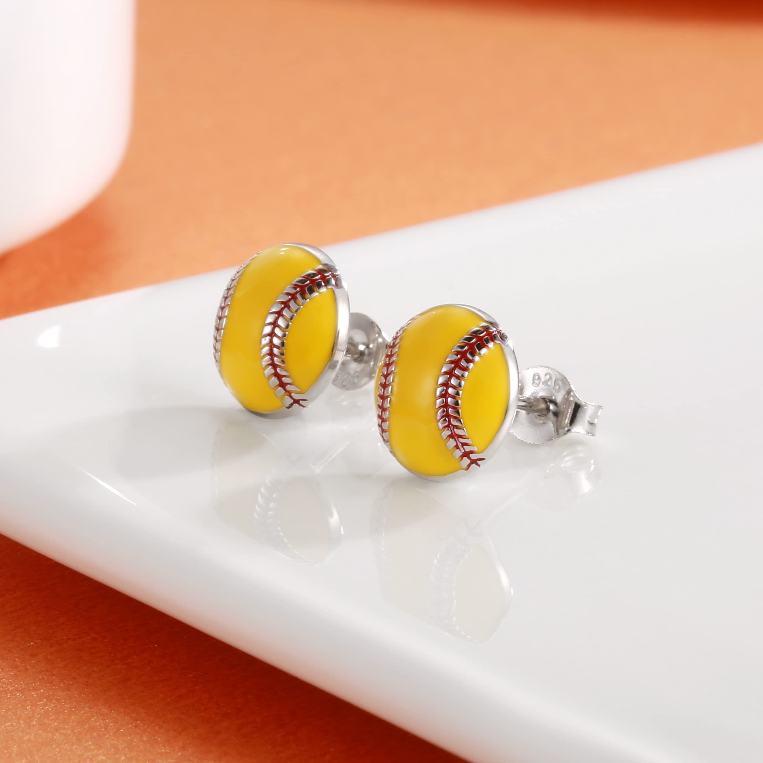 925 Sterling Silver Sports Stud Earrings - Softball, Volleyball, Basketball, Baseball, Football & Soccer Jewelry | Hypoallergenic Gift for Women, Athletes, Moms & Sports Lovers | Perfect for Game Days, Team Spirit & Casual Wear