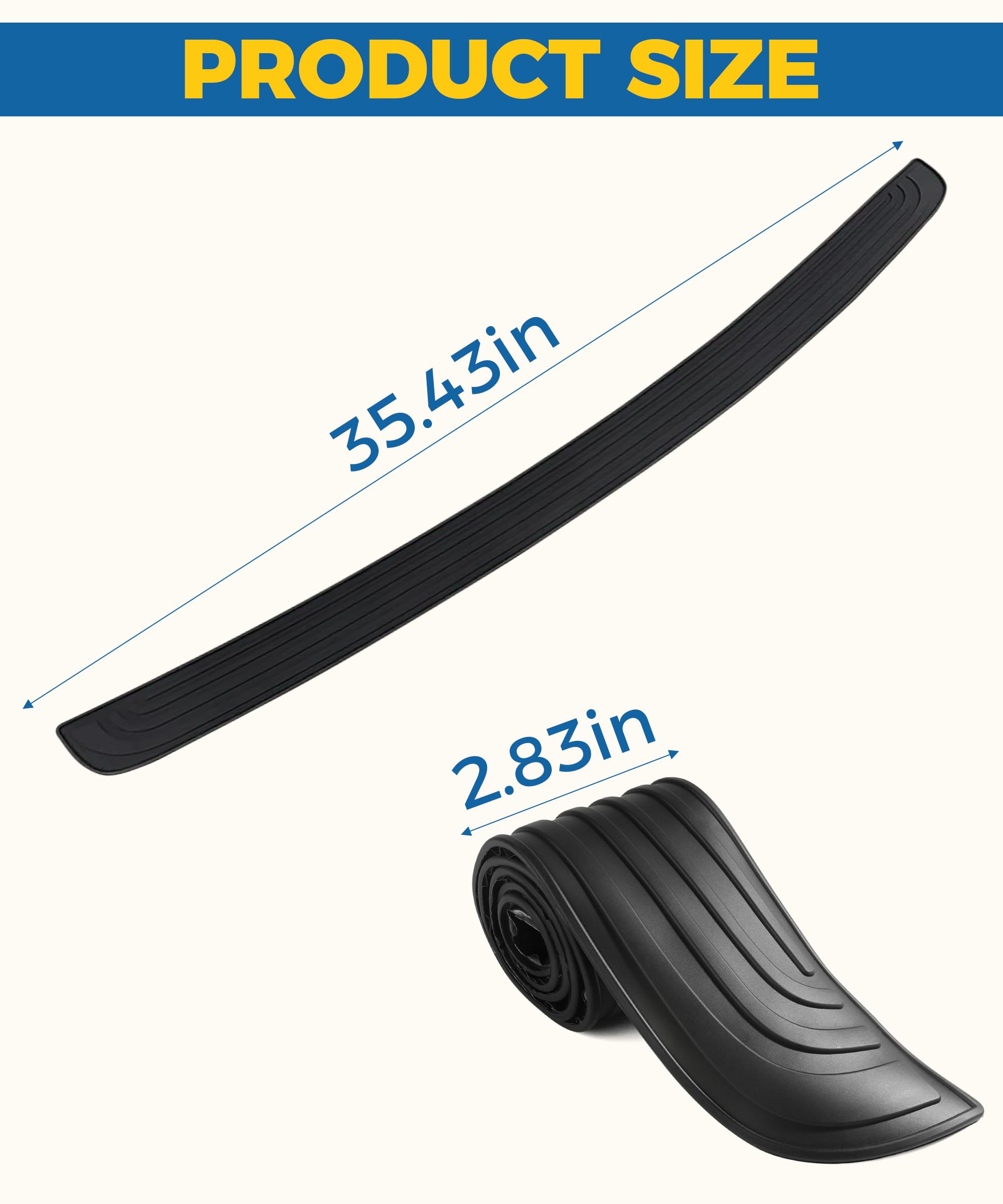 Premium Car Bumper Guard - Heavy Duty Rubber Rear Bumper Protector for Vehicles, Anti-Slip Impact Protection Strip (35.43