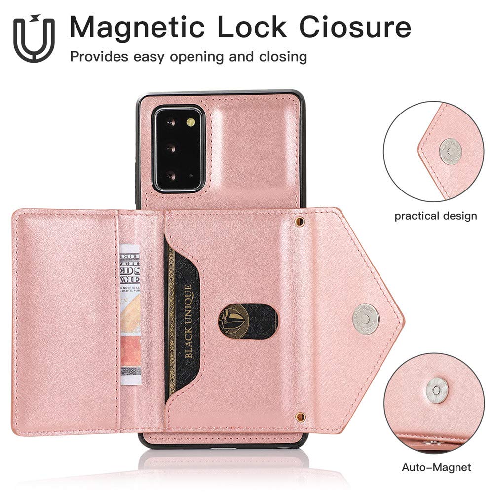 Samsung Galaxy A12 5G Wallet Case - Leather Crossbody Phone Case with Credit Card Holder, Magnetic Flip Cover, PU Kickstand & Shockproof Protection (Rose Gold) | Perfect for Travel, Shopping & Daily Use
