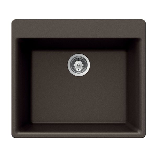 Hamat SIO 2420ST MO Granite Topmount Single Bowl Kitchen Sink in Mocha - Durable Stainless Steel Undermount Sink for Modern Kitchens, Perfect for Food Prep and Dishwashing