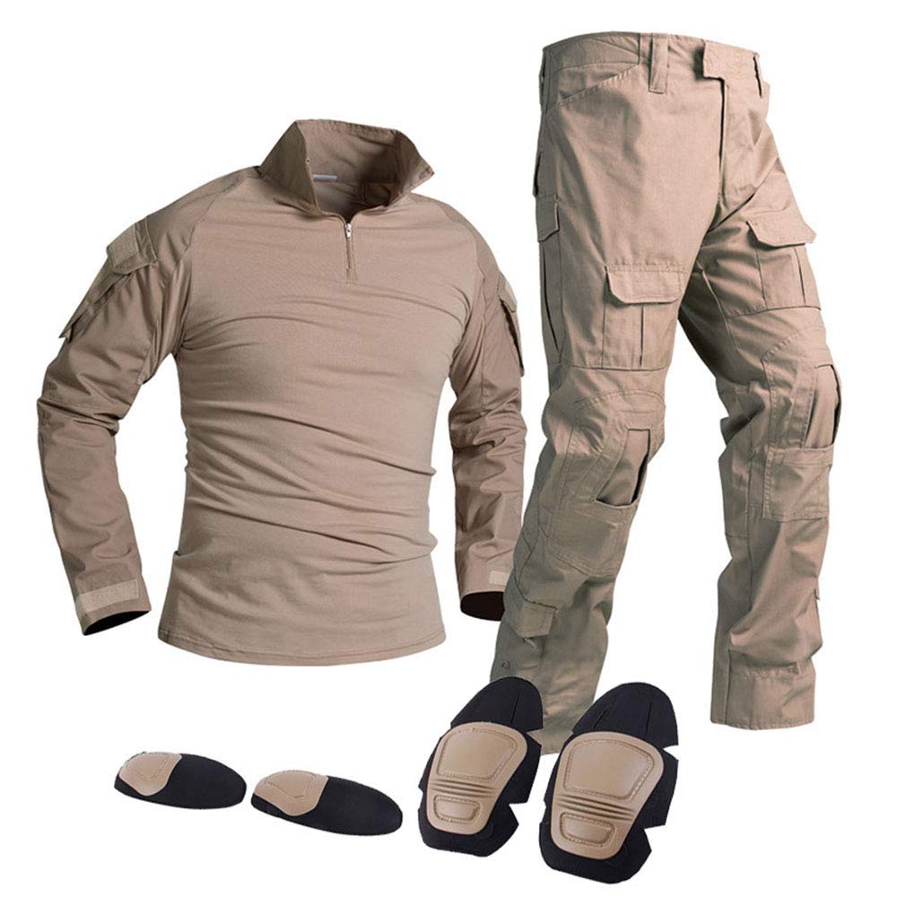 Tactical Combat BDU Set - Woodland Camouflage Hunting Shirt & Pants with Knee & Elbow Pads for Airsoft, Outdoor Sports & Jungle Shooting | Perfect for Military Simulation, Paintball & Tactical Training