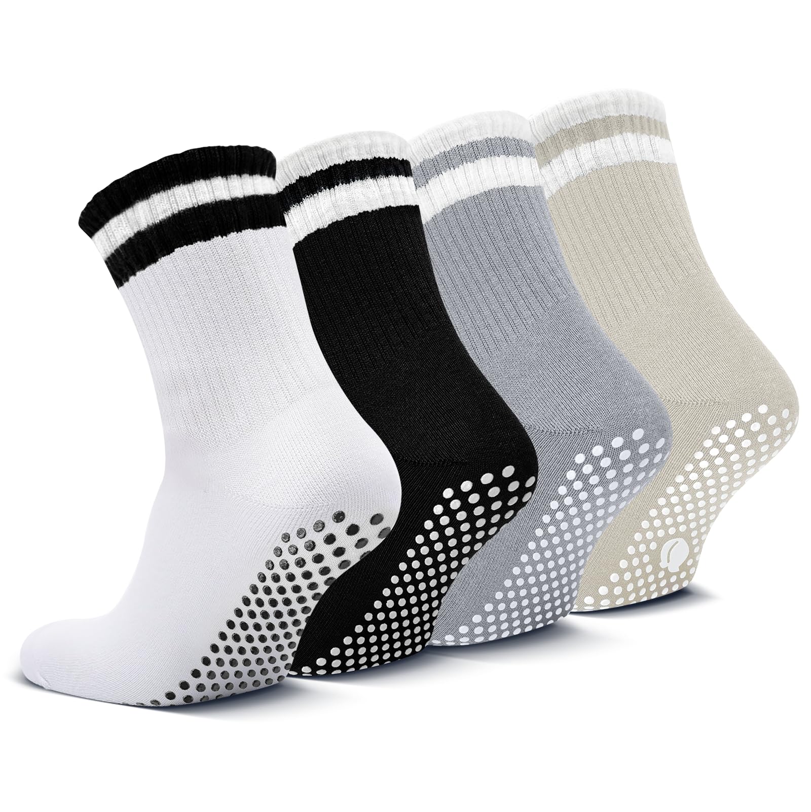 Pilates Socks with Grips for Women - Non Slip Gripper Yoga Socks, Long Grippy Crew Socks for Barre, Dance & Workout - Ideal for Studio, Gym & Home Exercises - Perfect for Ballet, Pilates Classes & Home Yoga Practice