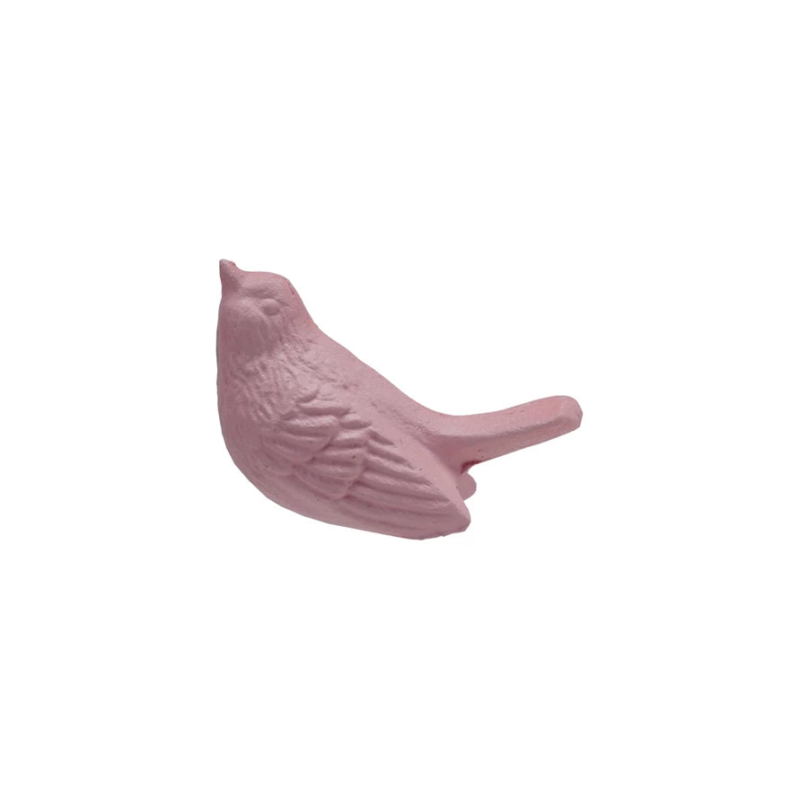 Vintage Cast Iron Pink Bird Statue - Decorative Garden Ornament for Outdoor Patio, Yard & Home Decor