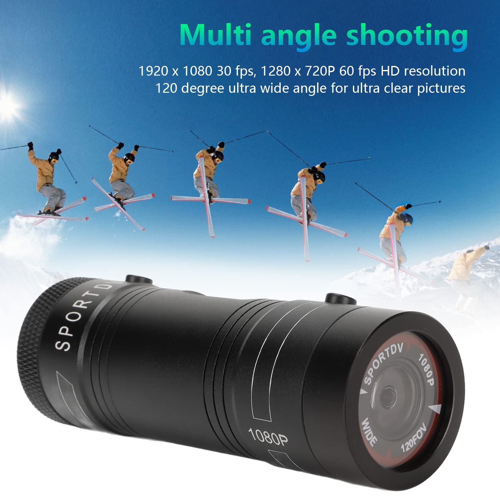 Waterproof Motorcycle Helmet Camera HD 1080P 120° Wide Angle Sports Action Camera - Compact Bike Camera with Mic for Cycling, Motocross & Outdoor Adventures