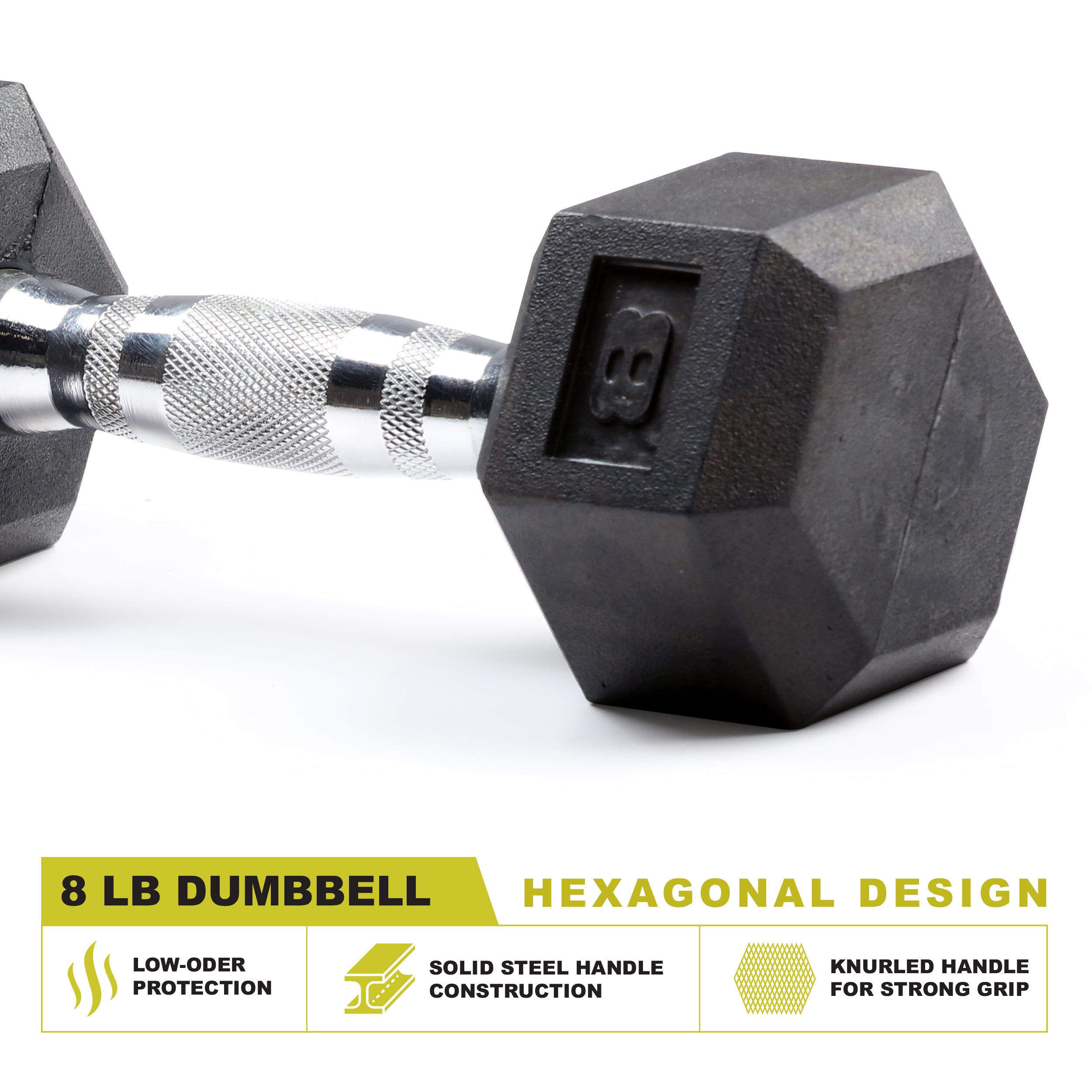 PRCTZ Rubber Encased Hex Dumbbell Set (Pair) - 5 to 40 lbs Weight Options for Home Gym, Strength Training & CrossFit Workouts | Non-Slip Grip & Durable Rubber Coating