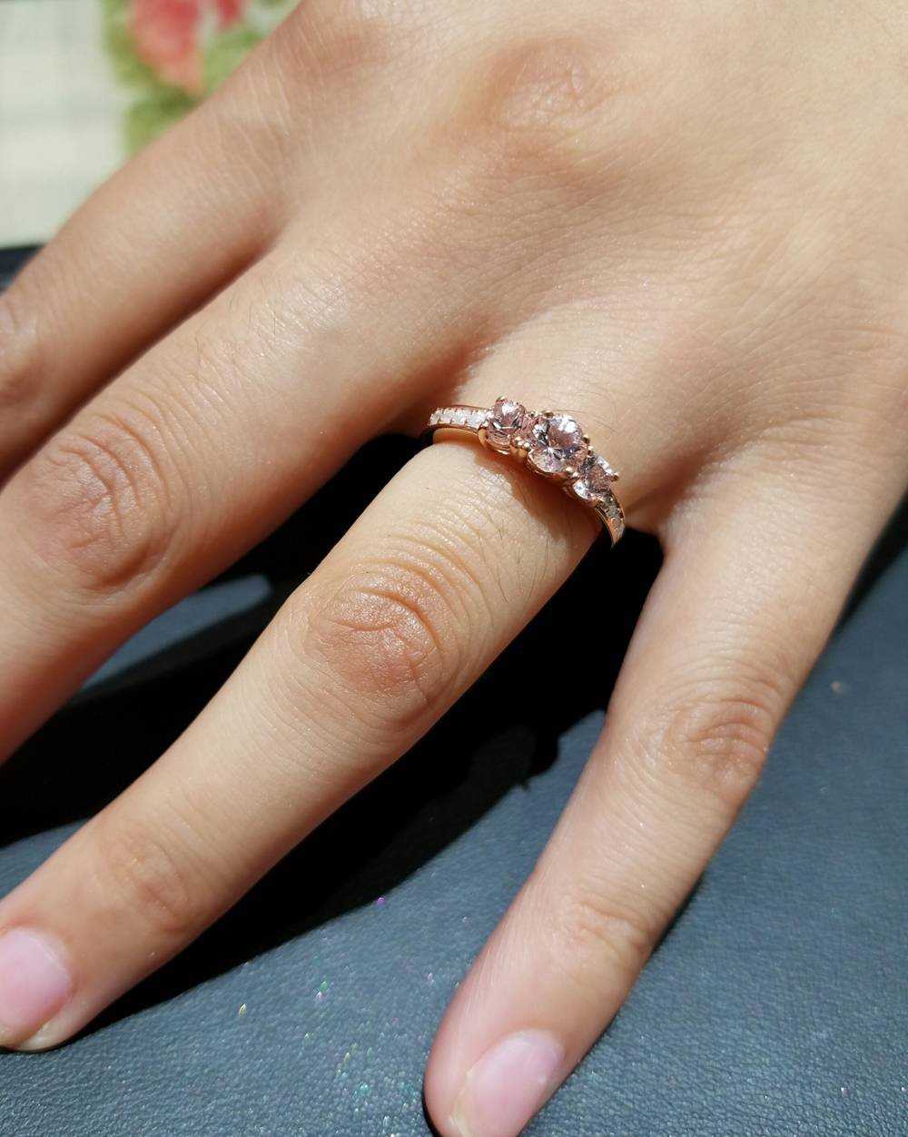 1ct Morganite & Diamond 3-Stone Engagement Ring in 10k Rose Gold - Perfect for Proposals, Anniversaries & Romantic Gifts