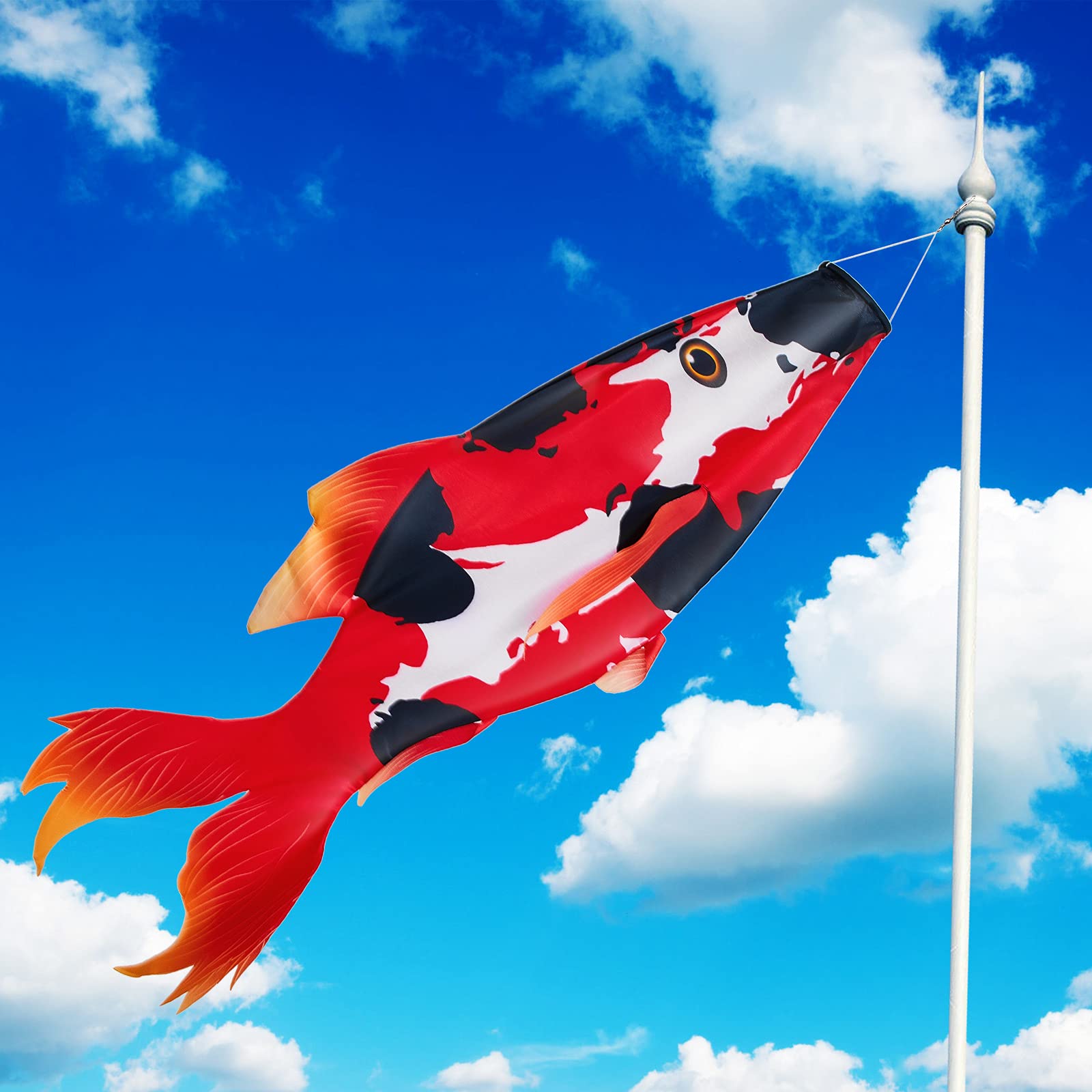 Realistic Red Koi Fish Windsock - 46 Inch Outdoor Hanging Decor for Garden, Patio, Lawn & Wall | Perfect for Parties, Festivals & Asian-Themed Events