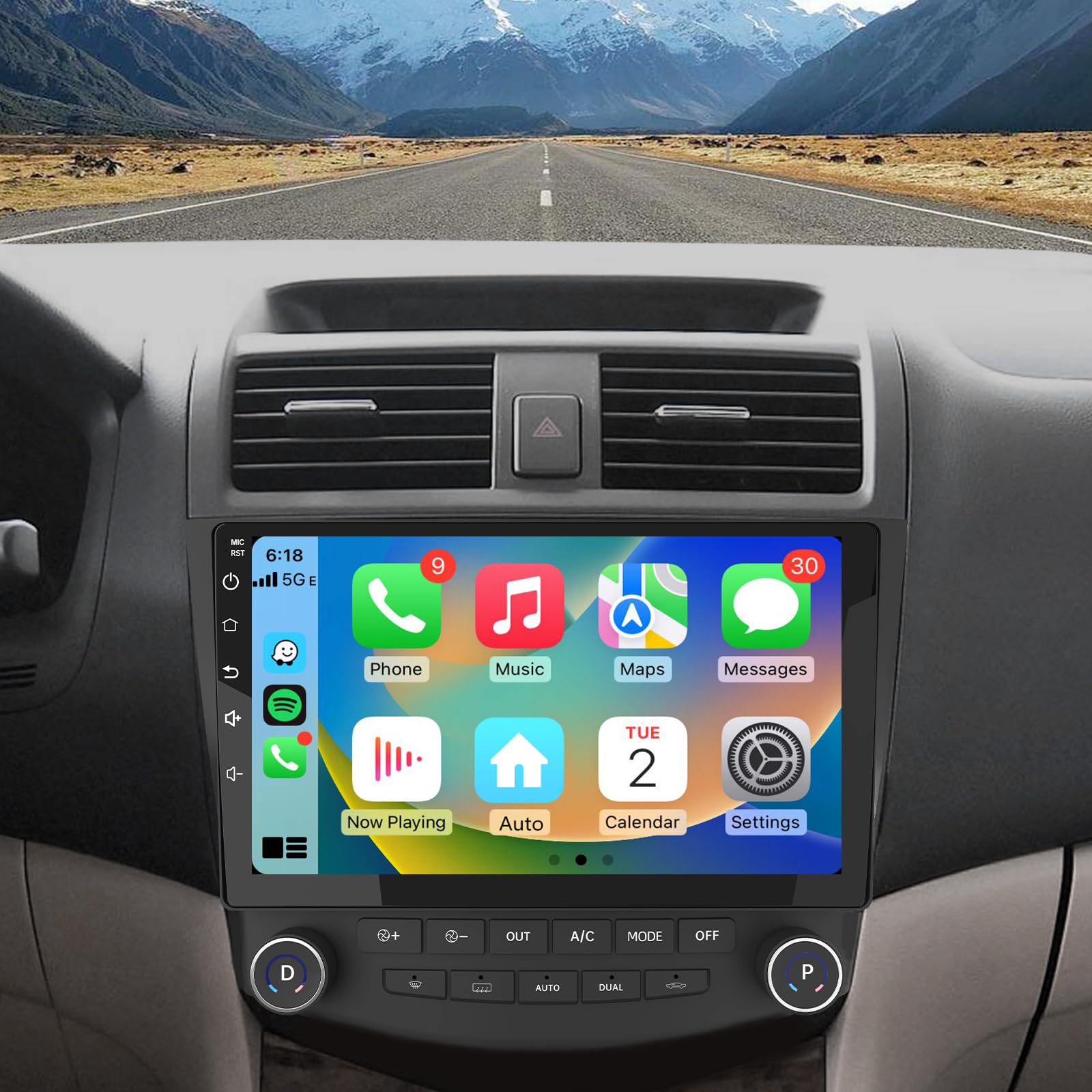 AWESAFE 10 Inch Touch Screen Car Stereo with Apple CarPlay & Android Auto - 2+64GB for 2003-2007 Honda Accord 7th Gen | HD Display, Bluetooth, GPS Navigation | Perfect for Commuting & Road Trips