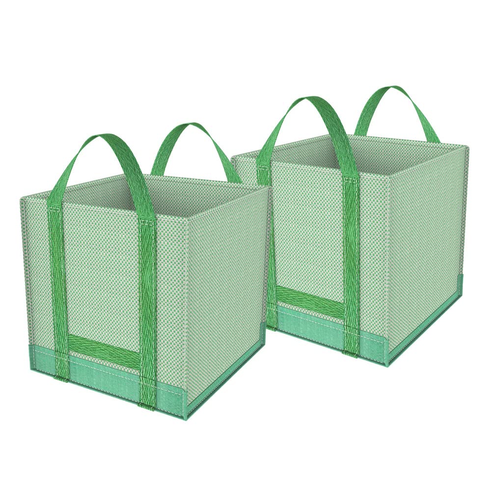32 Gallons Heavy Duty Reusable Garden Waste Bags - 2 Pack Yard Leaf Bags with Reinforced Handles for Lawn, Leaf & Bush Trimming | Durable Outdoor Gardening Collection Bags for Fall Cleanup & Yard Maintenance
