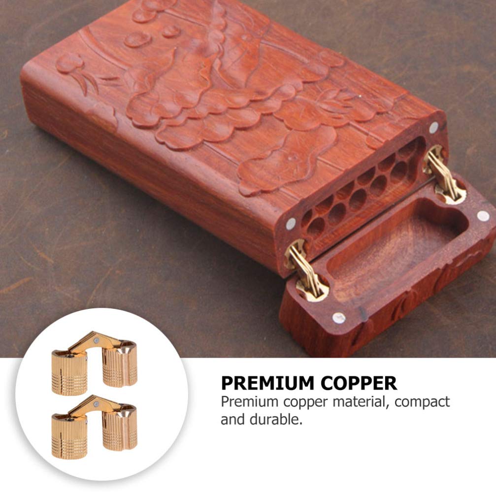 2PCS Solid Copper Concealed Hinges - Spring Loaded Hidden Door Hinges for Cabinet, Furniture & DIY Projects - Automatic Self-Closing Flap Hinges (Copper Finish) - Perfect for Kitchen Cabinets, Wardrobes & Storage Boxes