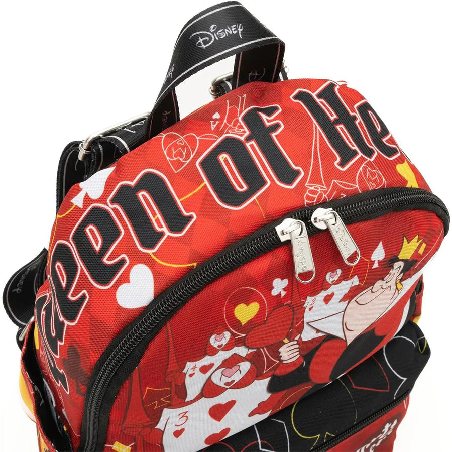 Disney Villains Queen of Hearts 13 Inch Nylon Mini Backpack for Women & Teens - Perfect for School, Travel, and Cosplay