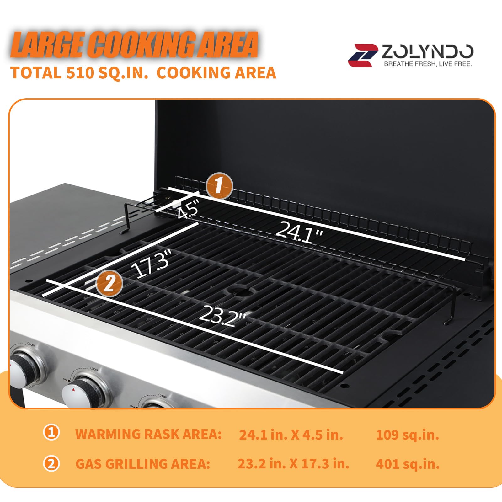 4 Burner Outdoor Griddle Grill Combo - 2-in-1 Propane Gas BBQ Grill with Enameled Cast Iron Grids & Stainless Steel Plancha - 49,200 BTU Portable Gas Grill for Backyard, Camping, Tailgating and Outdoor Cooking