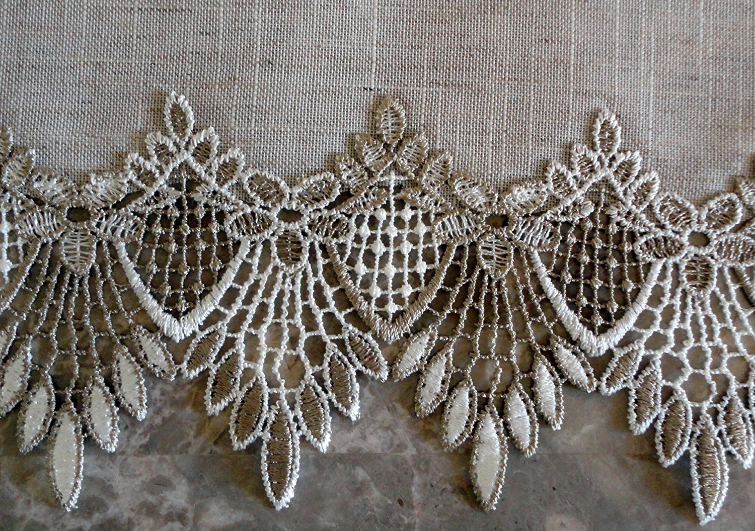 54 Inch Neutral Earth Tone European Lace Table Runner - Elegant Dresser Scarf for Dining Table, Buffet, and Home Decor
