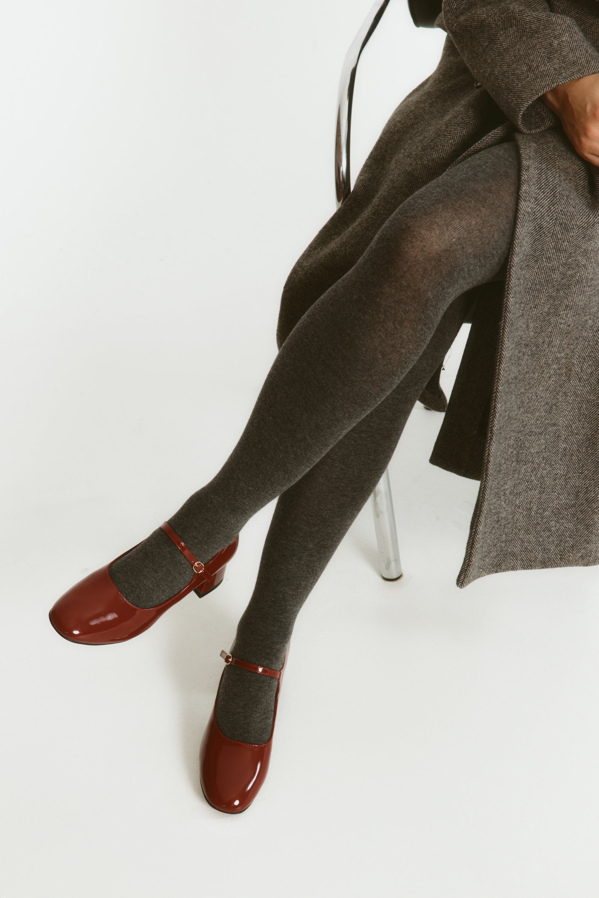 Kenna Mary Jane Block Heels - Wine Patent Leather Women's Shoes for Work, Office & Special Occasions