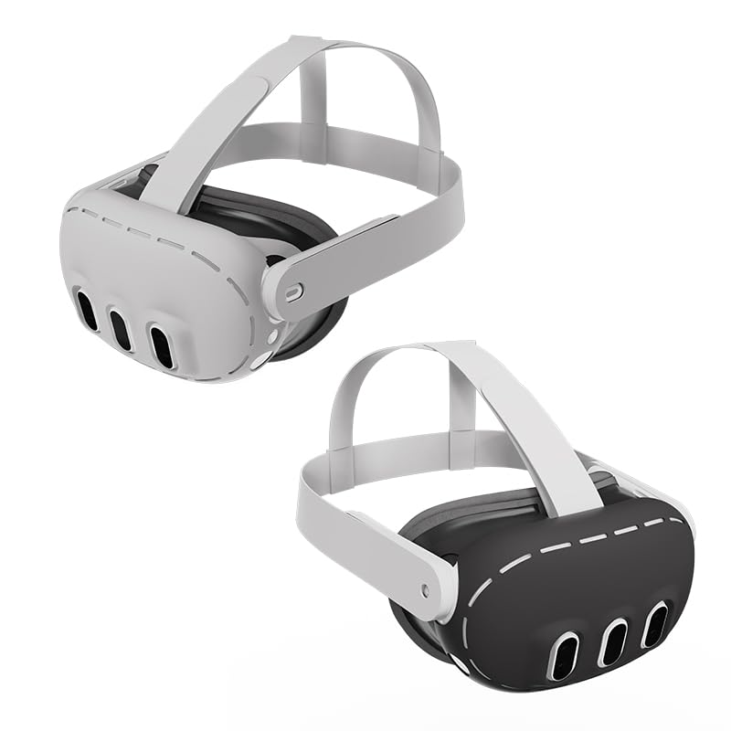 Meta Quest 3 VR Headset Silicone Protective Cover - Shockproof Anti-Slip Case with Full Protection Against Drops & Scratches (White) - Perfect for Gaming, Travel & VR Enthusiasts