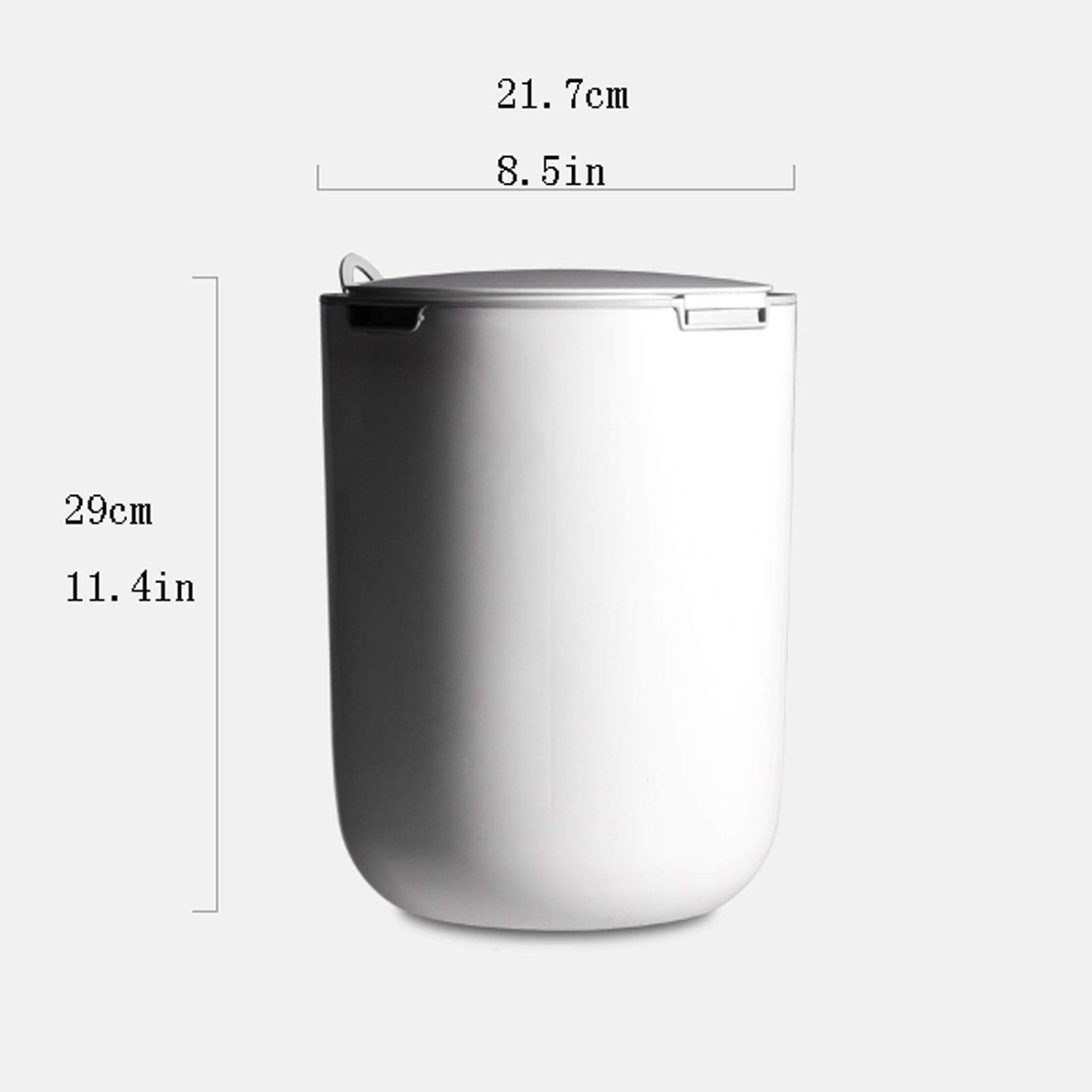 Round Portable Trash Can with Lid - Plastic Waste Bin for Bathroom, Kitchen, Bedroom & Living Room - Removable Garbage Basket for Easy Cleaning - Ideal for Home, Office & Waste Sorting (White)