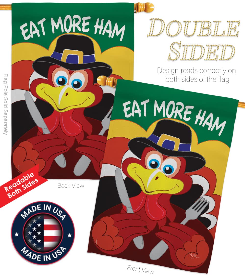 Breeze Decor Fall Thanksgiving House Flag Set - 28x40in Double Sided for Outdoor Decor