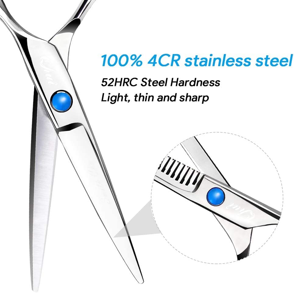 Professional Hair Cutting Scissors Set - Sharp Salon & Barber Shears with Thinning Scissors for Stylists & Home Use | Perfect for Haircuts, Trimming, Layering & Texturizing