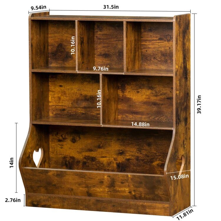 Lerliuo 3-Tier Kids Toy Storage Organizer & Bookcase - 7 Cubby Toy Shelf Cabinet for Playroom, Bedroom, Nursery - 29.53