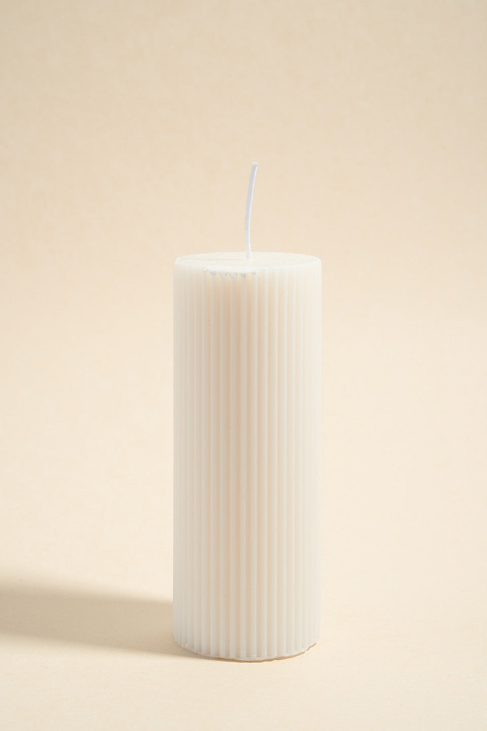 Handmade Soy Wax Ivory Candle with Flat Head and Ribbed Column Design - Perfect for Home Decor, Wedding Centerpieces, and Relaxing Aromatherapy