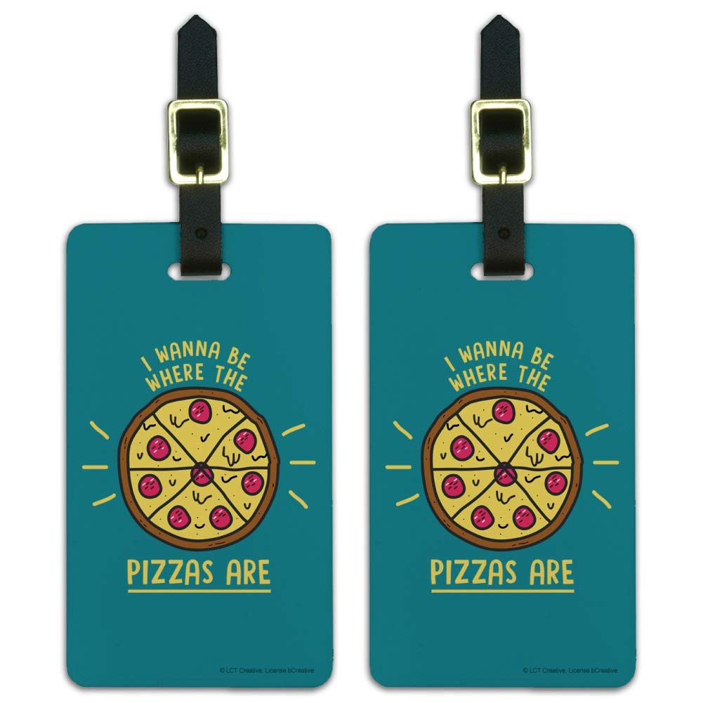 Funny Pizza-Themed Luggage ID Tags Set of 2 - Cute Travel Accessories for Pizza Lovers | Perfect for Suitcases, Backpacks & Carry-Ons