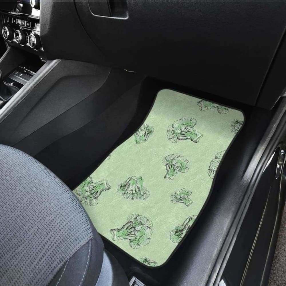 Broccoli Sketch Pattern Car Mats - Front and Back Set for 194013 Model - Perfect for Car Interior Protection and Style Enhancement