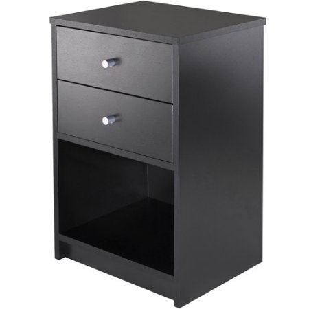 JYOSTORE Modern Wooden Side Table with 2 Drawers - 40x30x60cm Round Handle Nightstand, Sofa End Table, Living Room Accent Furniture - Perfect for Bedroom, Office & Small Space Storage