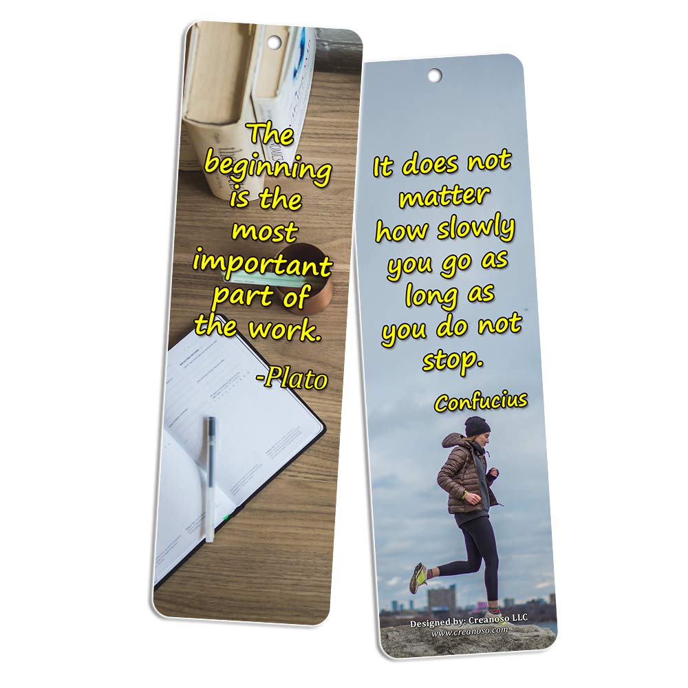 Creanoso Inspirational Quote Bookmarks Set (12-Pack) - Premium Motivational Bookmark Gift for Readers & Book Lovers - 6 Beautiful Designs - Perfect for Reading, Gifts, Book Clubs & Study Sessions