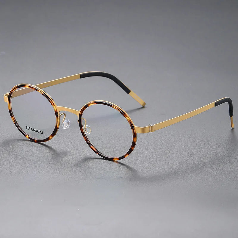 Black Titanium Full Rim Round Screwless Eyeglasses for Women - Lightweight & Durable Frame - Perfect for Reading, Work, and Everyday Fashion