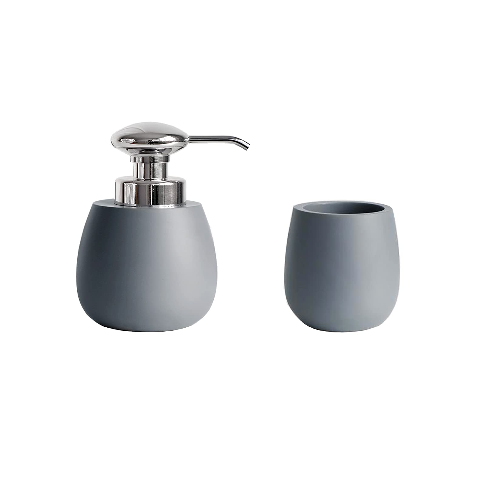 3-Piece Bathroom Decor Set - Soap Dish, Soap Dispenser & Toothbrush Cup - Modern Gray Home Accessories for Bathroom Organization & Stylish Decor