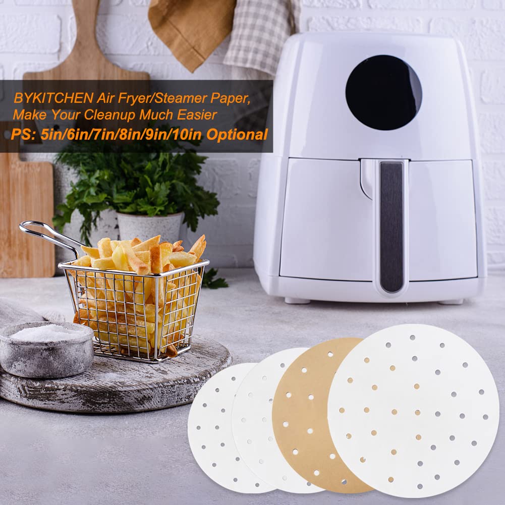 200-Pack 8 Inch Round Air Fryer Liners - Non-Stick Parchment Paper & Bamboo Steamer Liners for Air Fryer, Steaming Basket, Rice Cooker (5/6/7/8/9/10 Inch Sizes Available) - Perfect for Healthy Cooking, Meal Prep & Party Snacks