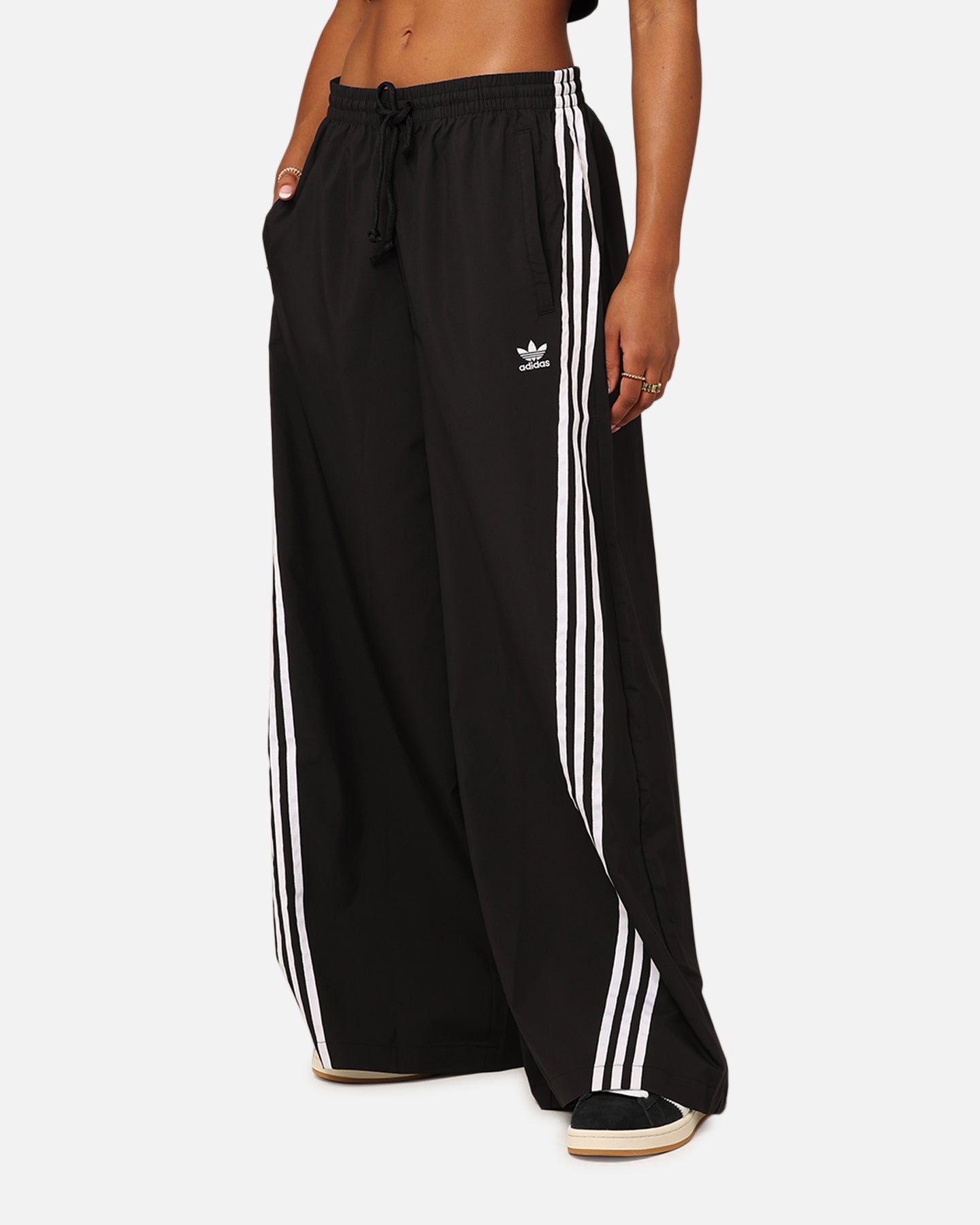 Adidas Women's Adilenium Oversized Track Pants - Black Athletic Joggers for Running, Lounge & Streetwear Fashion