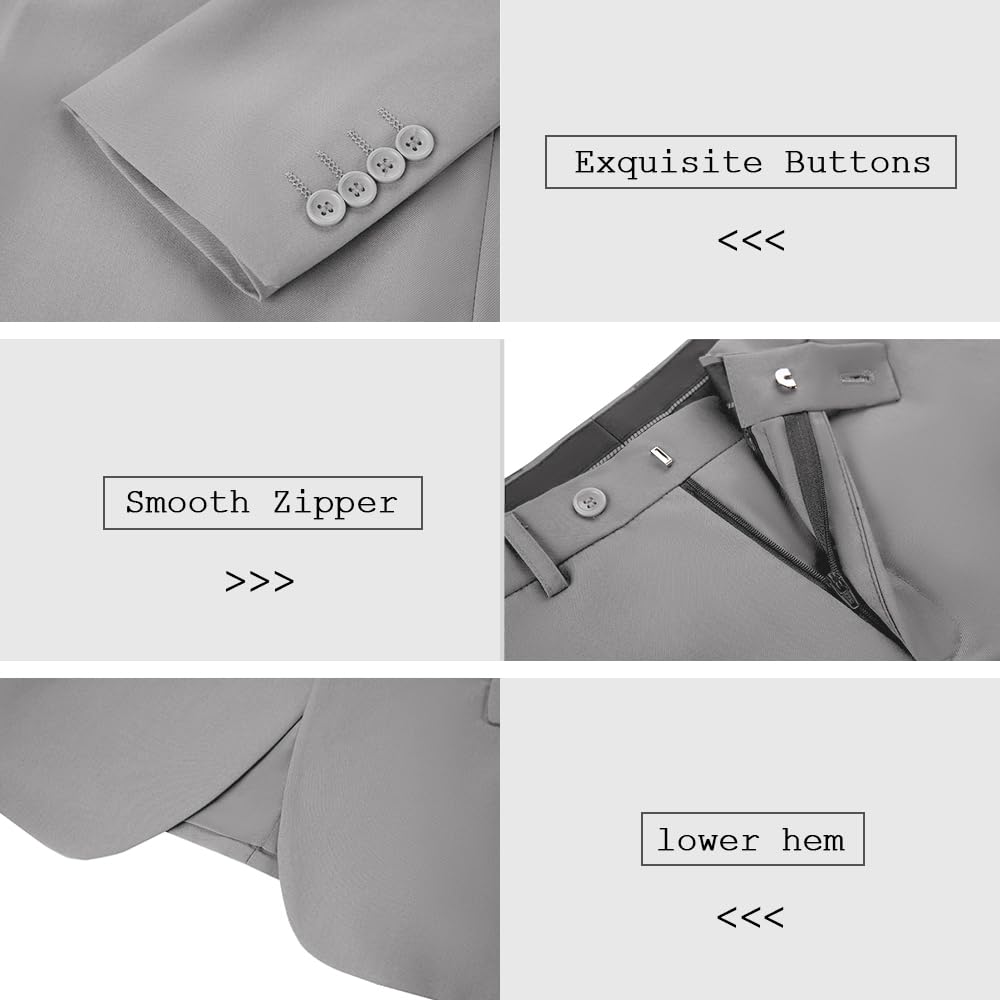 Men's 3-Piece Slim Fit Suit Set - Notched Lapel Wedding Tuxedo for Groomsmen | Formal Prom Business Attire | Jacket, Pants & Vest Combo for Weddings, Office & Special Events