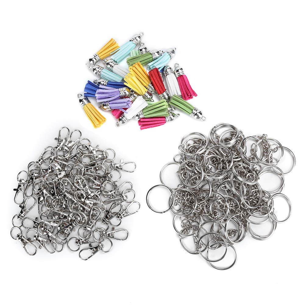 Stylish Mixed Color Zinc Alloy Key Chain Set with Tassel Key Rings - DIY Craft Accessories for Phones, Bags & Keys | Perfect for Home Organization, Gift Giving & Personal Style Enhancement