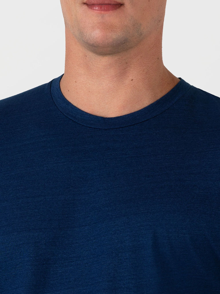 Sunspel Riviera T-Shirt in Real Indigo - Premium Cotton Men's Casual Tee for Summer Travel & Beach Outings