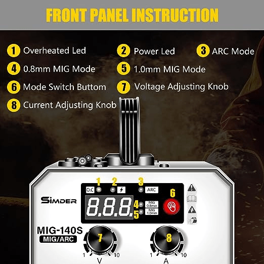 SSimder MIG 140S Gasless 2-in-1 MIG Welder Machine - 140 Amp Flux Core Wire Welder for Home DIY, Auto Repair & Metal Fabrication | Perfect for Beginners & Professionals