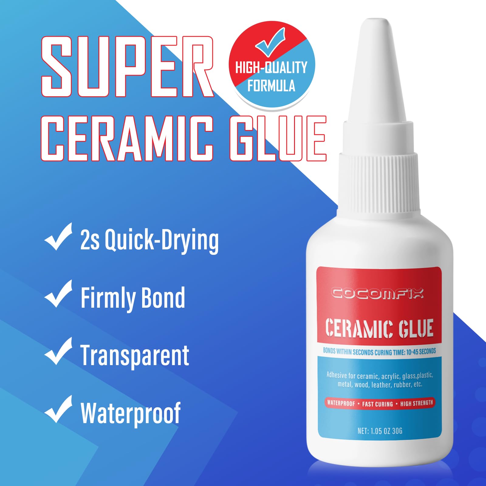 Ultimate Ceramic Glue - Strong Adhesive for Ceramic & Porcelain Repair (30g) | Waterproof, Heat Resistant, Food Safe | Perfect for Kitchenware, Bathroom Tiles & Decorative Pottery Fixes