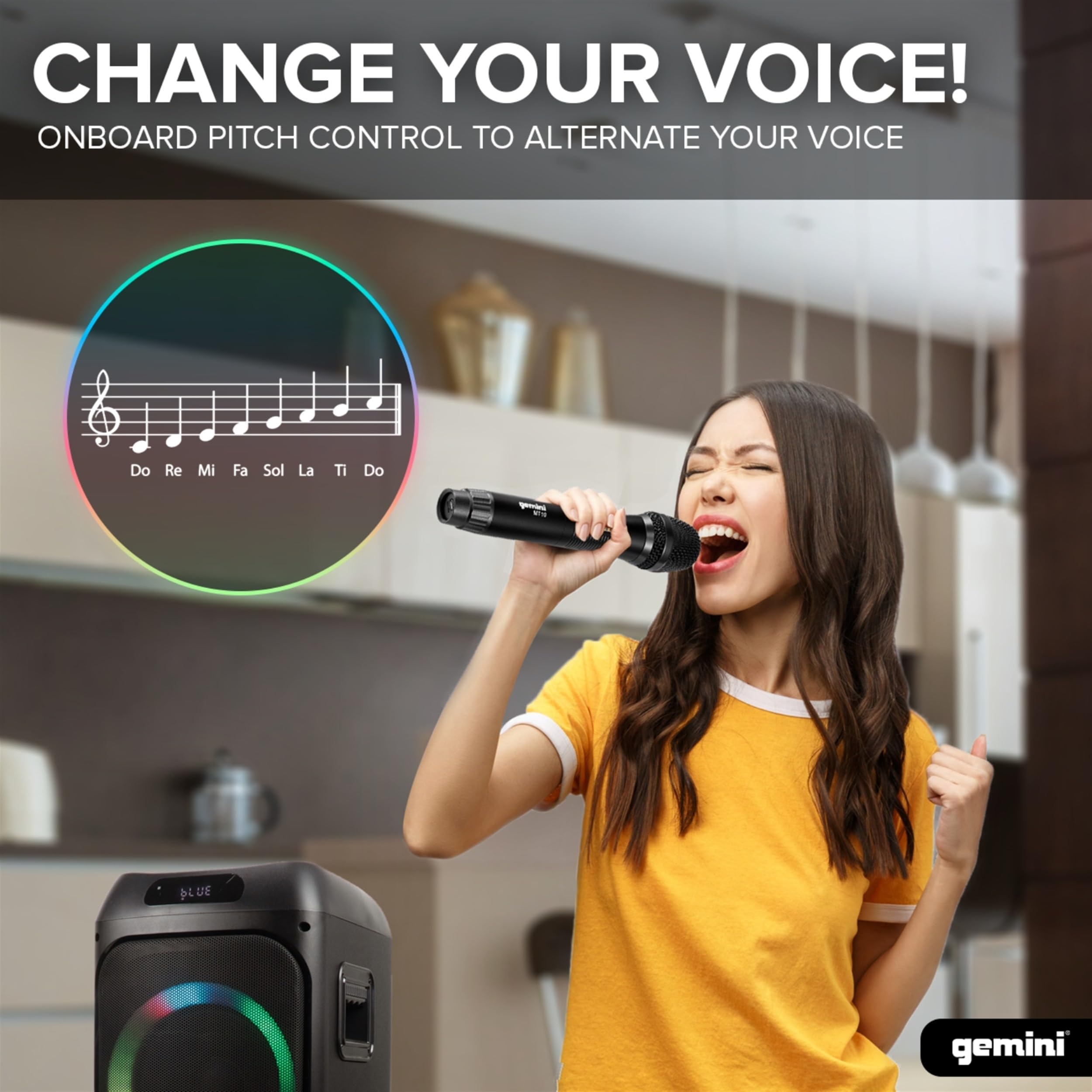 Gemini Sound GHK-2800-4800W High Power Party Speaker with Deep Bass Boost, Colorful LED Lights & Voice-Changing Effects - Bluetooth Karaoke System with Wireless Microphone & Remote Control - Perfect for Home Parties, Outdoor Events & DJ Performances