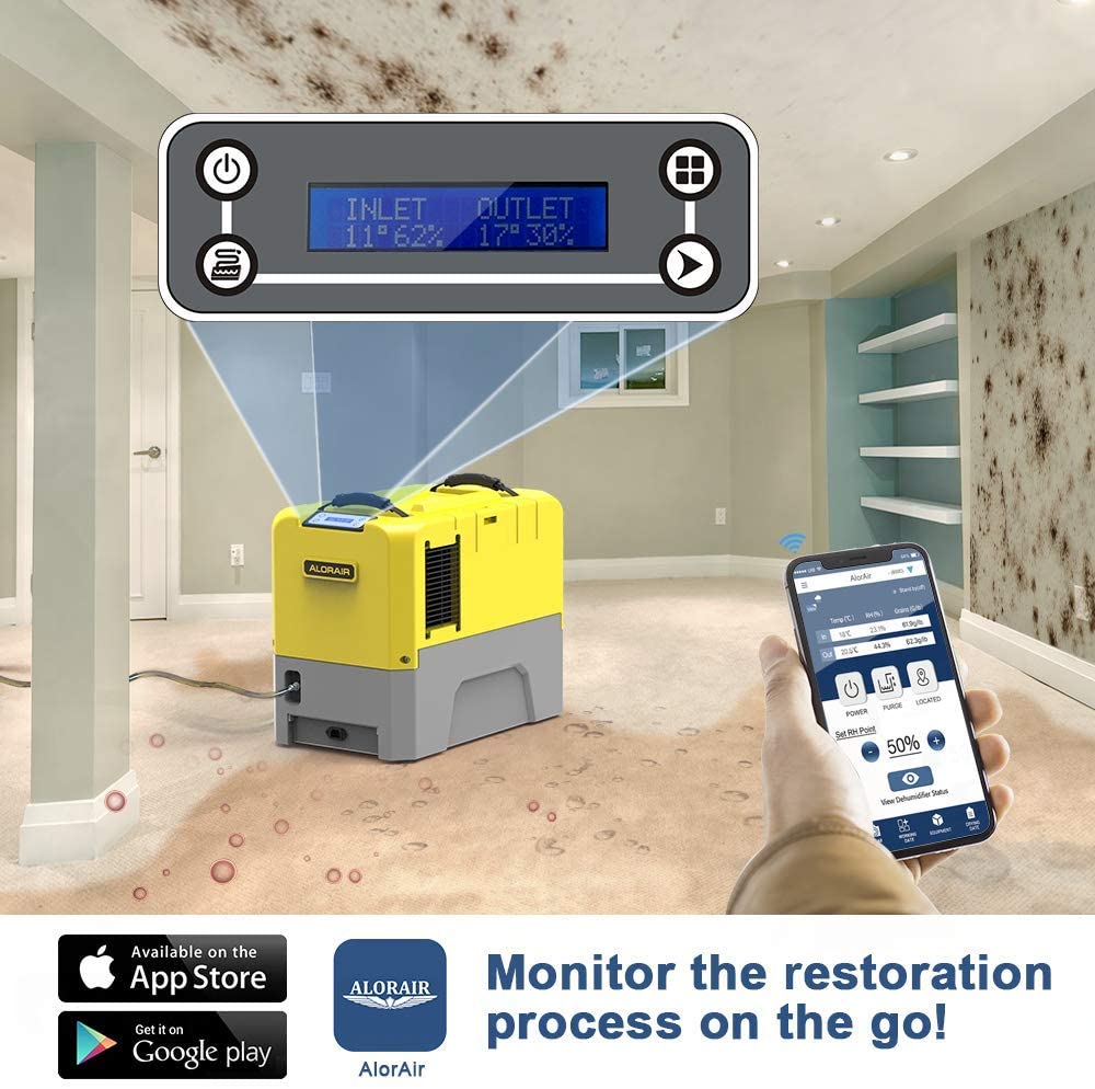 AlorAir Storm LGR Extreme Commercial Dehumidifier 85 PPD with WiFi App Control - Heavy Duty Water Removal for Basement, Crawl Space & Flood Restoration