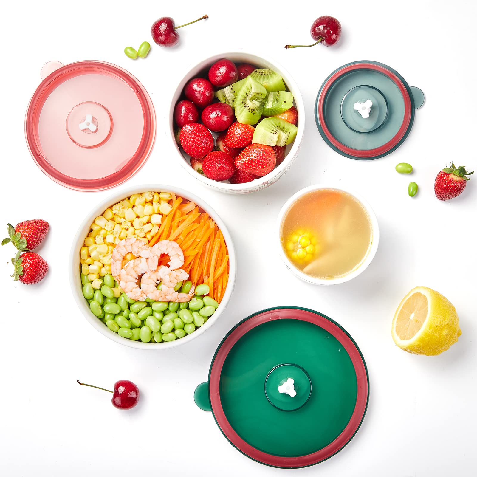 4/5/6 Inch Ceramic Food Storage Bowls with Lids - Microwave & Dishwasher Safe Soup, Salad, Rice, Cereal Containers - Perfect for Breakfast, Dinner, Meal Prep & Serving (Blue)
