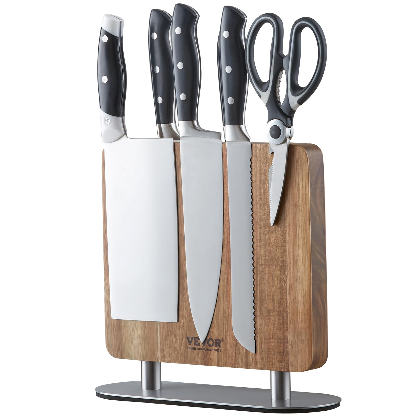 VEVOR 10-Inch Magnetic Knife Block - Double Sided Acacia Wood Knife Holder for Kitchen, Cutlery Display & Storage Organizer - Perfect Christmas Gift for Home Chefs & Cooking Enthusiasts (Great for Countertop Organization & Stylish Kitchen Decor)