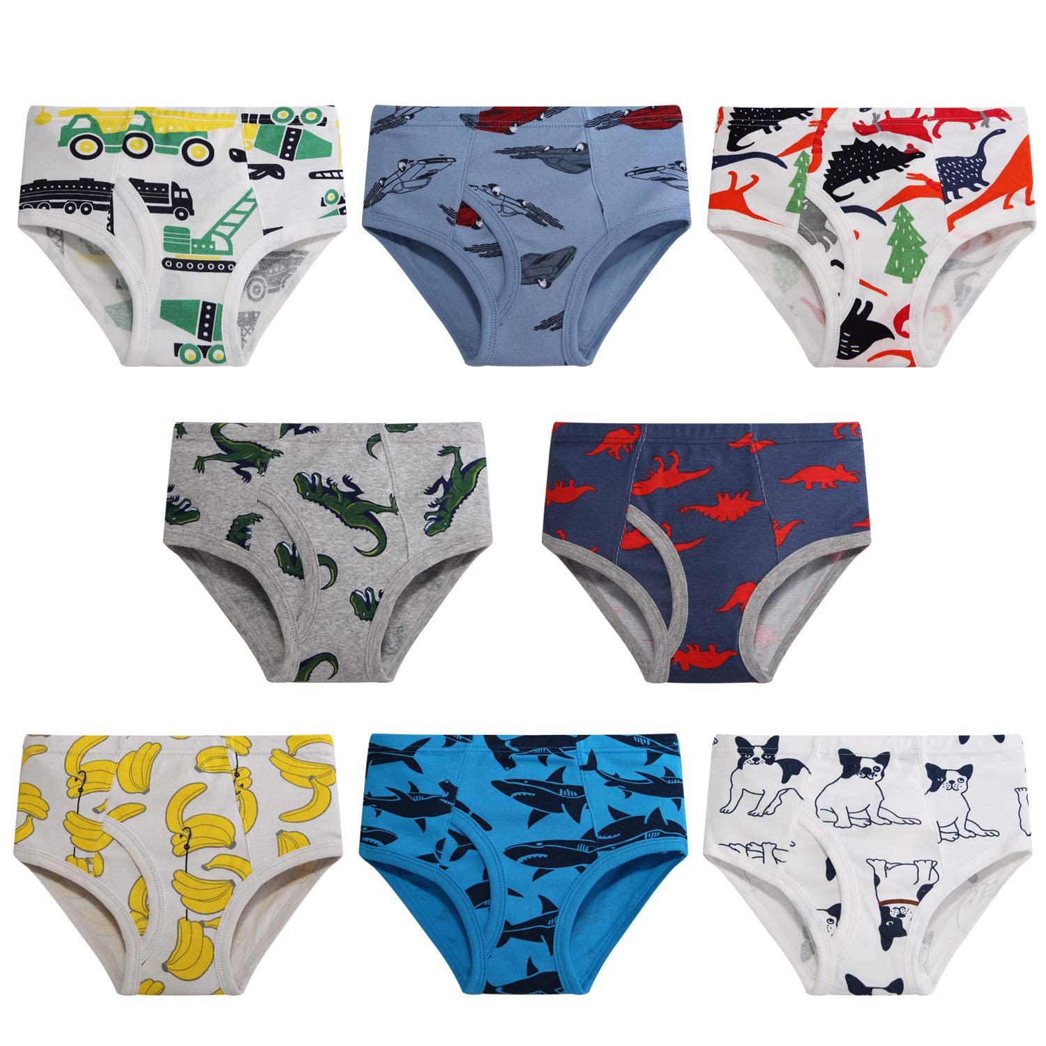 Boys Cotton Boxer Briefs Underwear for Toddlers & Kids - Soft Breathable 6/8 Pack - Perfect for Playtime, School & Daily Comfort