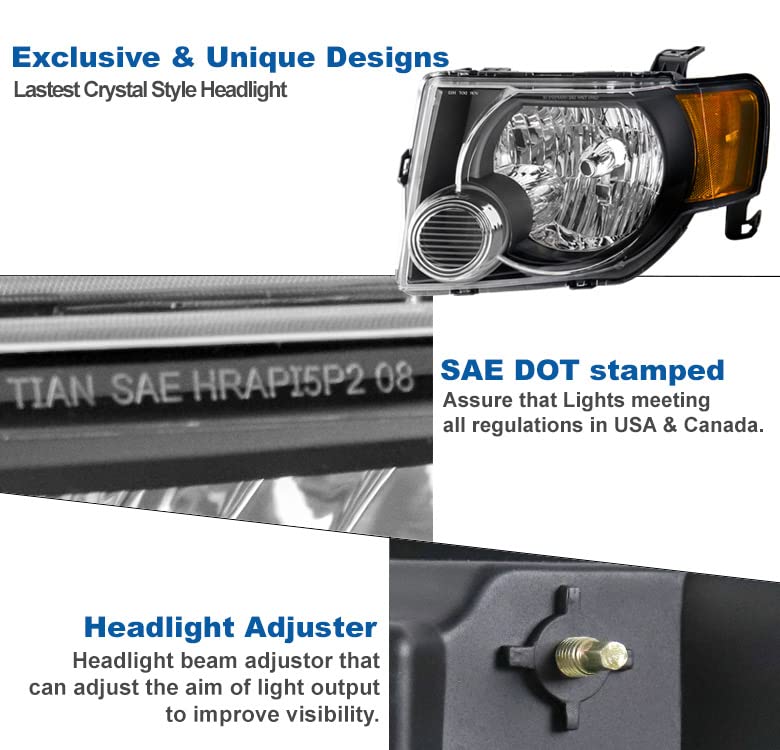 Black Replacement Headlights with 6.25