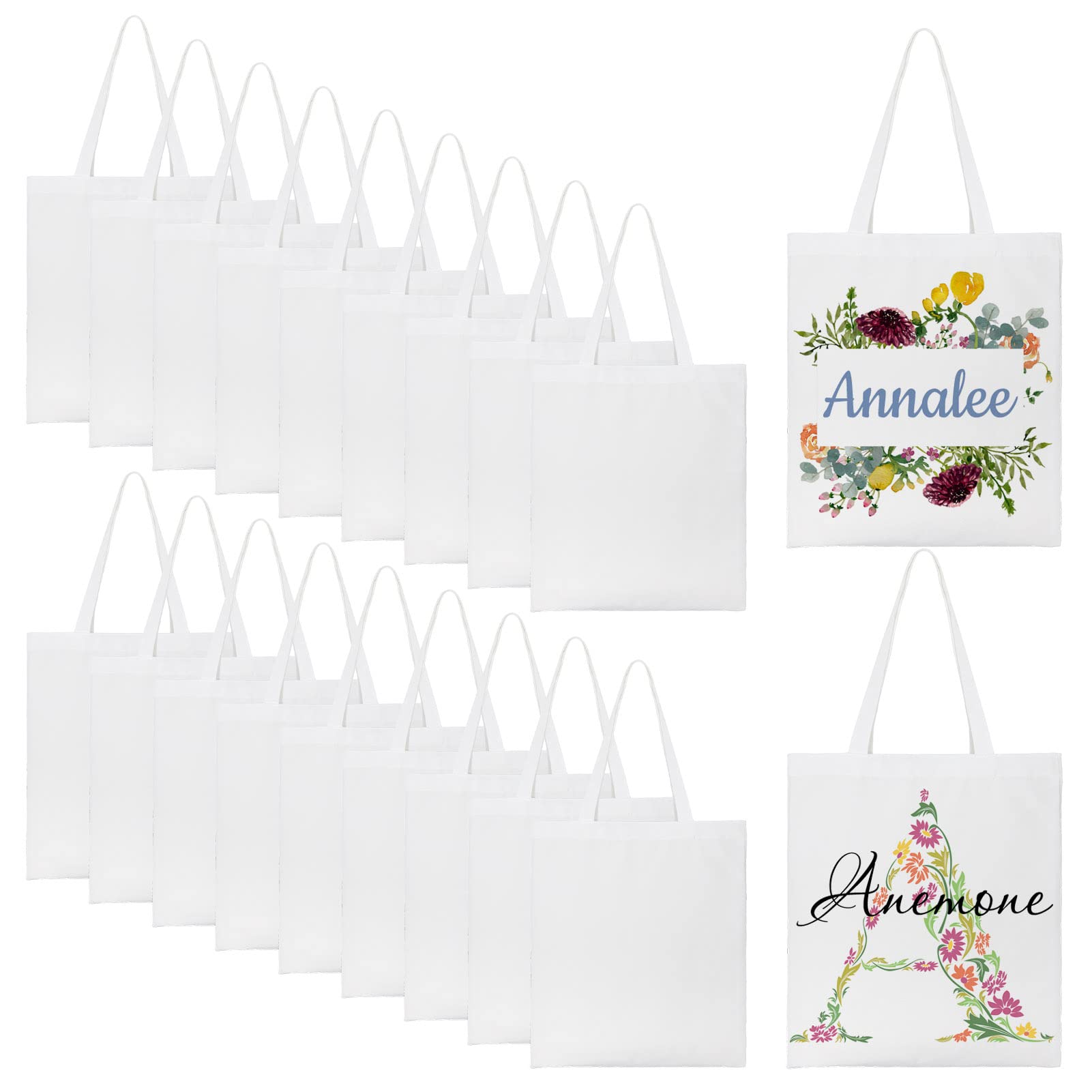 WACAR 14x16 Inch Sublimation Blank Tote Bags - Reusable Polyester Canvas Grocery Shopping Bags for Heat Transfer DIY Crafting | Perfect for Custom Designs, Farmers Market, Beach Trips & Eco-Friendly Shopping