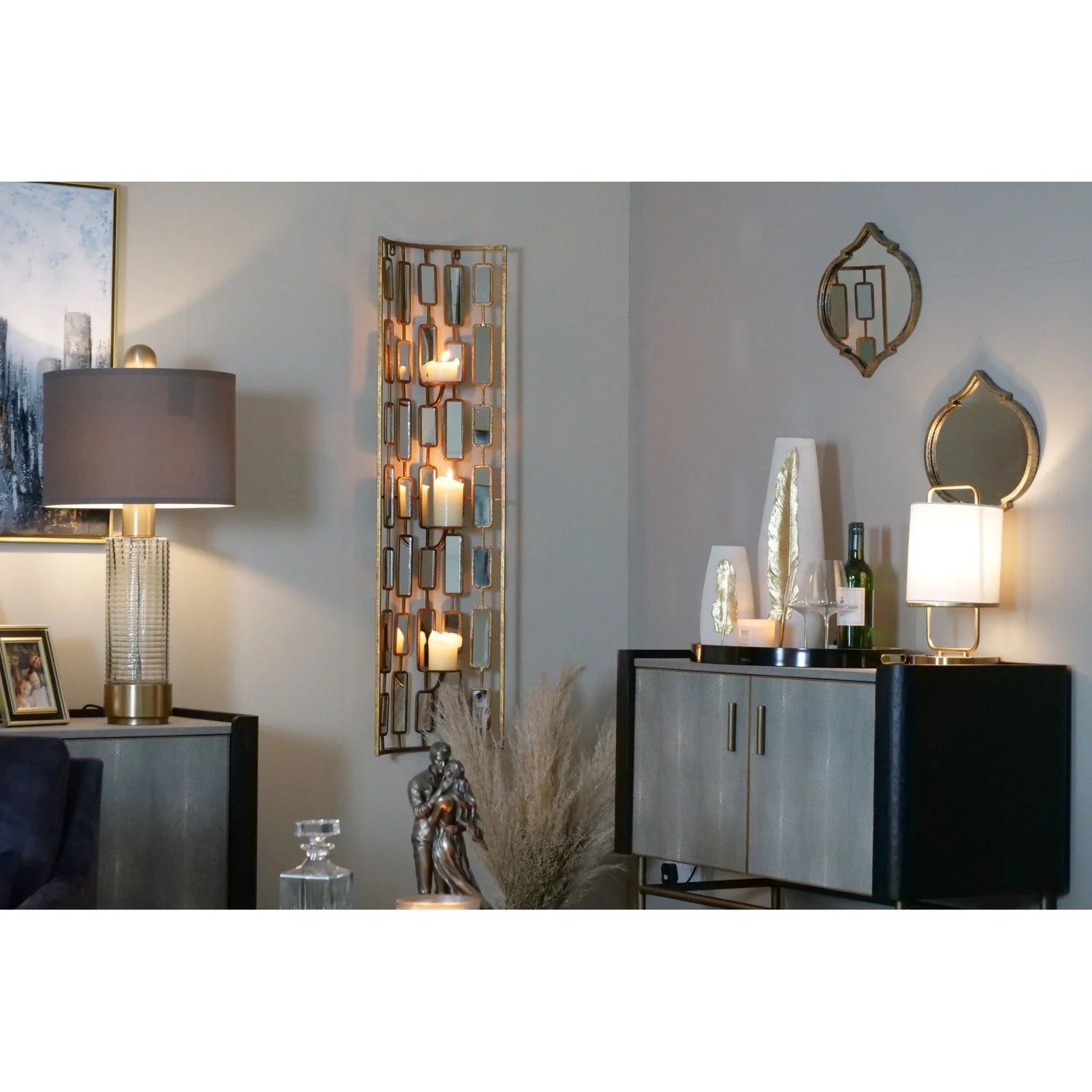 Anna 3-Light Candle Holder with Gold & Mirror Finish - Elegant Table Centerpiece for Dining Room, Wedding, and Home Decor