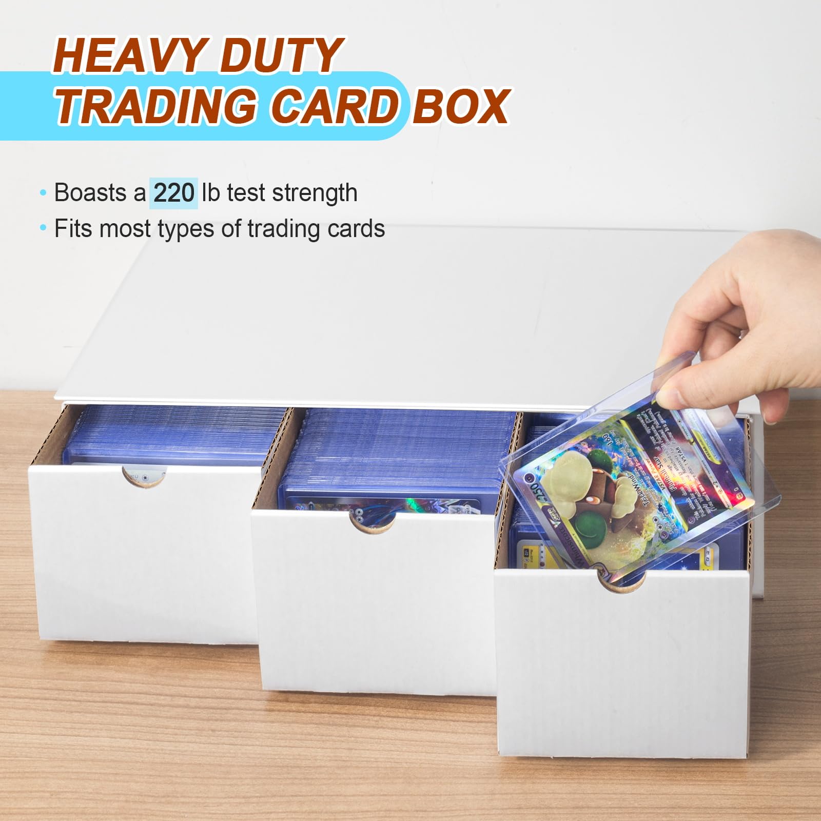 Vowcarol 3 Row 2000 Count Trading Card Storage Box - Baseball & Sports Card Organizer Case with Top Loader Protection - Perfect for Collectors, TCG Games, and Card Show Storage