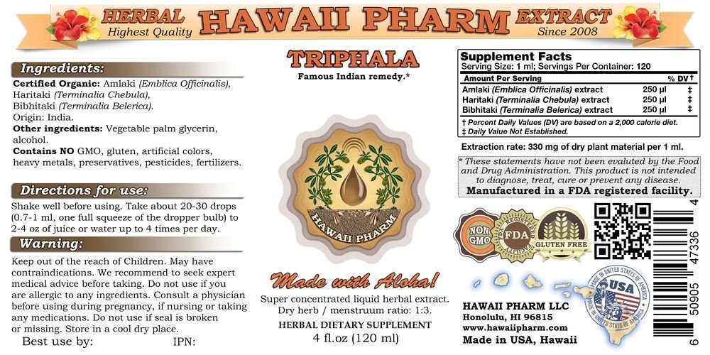 Organic Triphala Liquid Extract - Herbal Supplement Tincture for Digestion & Detox (15x4 fl oz) | Supports Gut Health, Immune System & Natural Cleansing - Use Daily for Wellness or Ayurvedic Routines