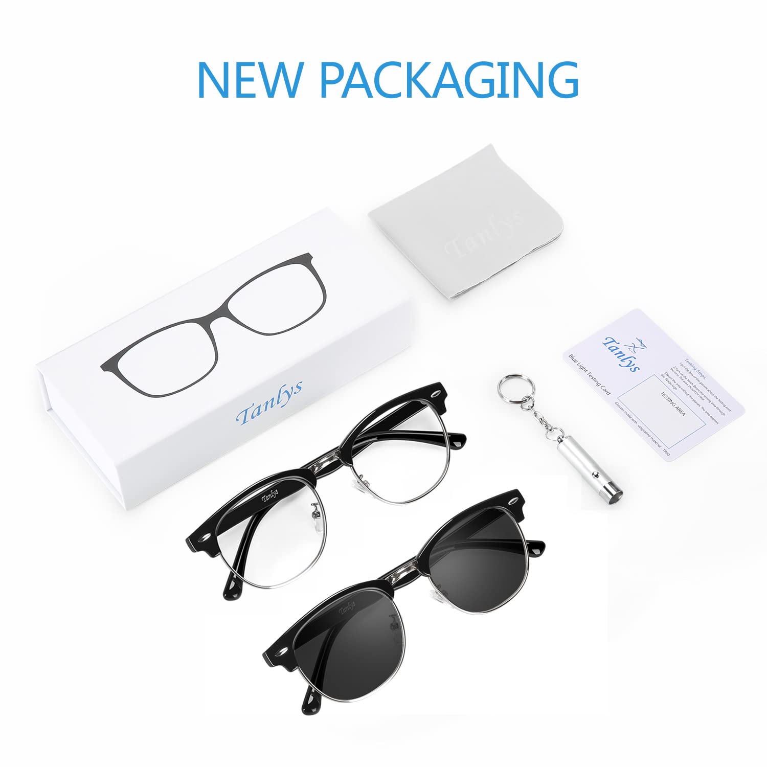 2 Pack Blue Light Blocking Glasses for Computer & Phone Use - Anti Eye Strain, Dry & Tired Eyes Relief - UV Protection Gaming & Reading Glasses (006-Sun & Blue Light) - Perfect for Office Work, Online Classes & Nighttime Screen Use